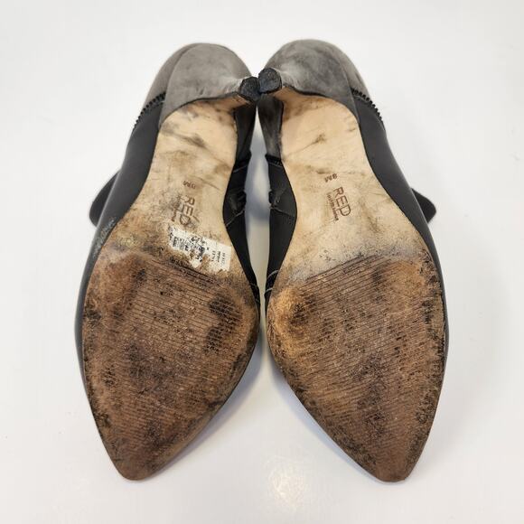 Saks Fifth Avenue Red Rylie Gray Leather Ankle Booties Size 8 M Stiletto Heel - Picture 8 of 8